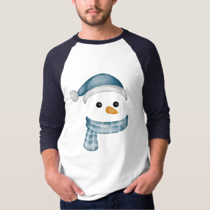 Funny Snowman Face happy Merry christmas Family T-Shirt