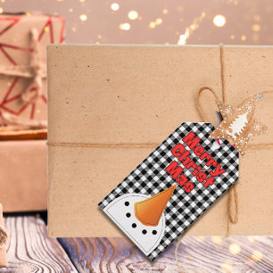 Funny Snowman Face Merry Christmas Rustic Country Gift Tags
