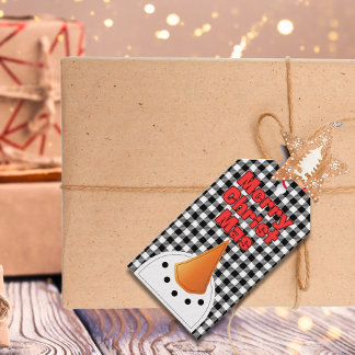 Funny Snowman Face Merry Christmas Rustic Country Gift Tags