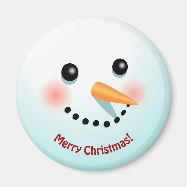 Funny Snowman Face With Carrot Nose Cartoon Magnet (Front)