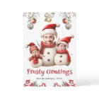 Funny Snowman Family Photo Face Cool Fun Christmas