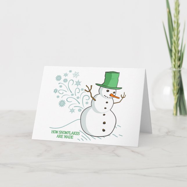 Funny Snowman Farts Snowflakes Holiday Card (Front)