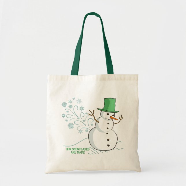 Funny Snowman Farts Snowflakes Tote Bag (Front)