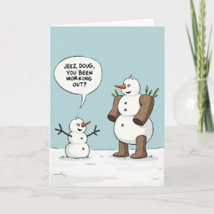 Funny Snowman Friends Christmas Card