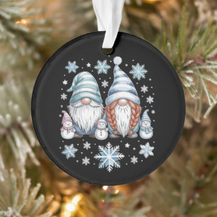 Funny Snowman Gnomies With Snowflakes Cute Winter Ornament