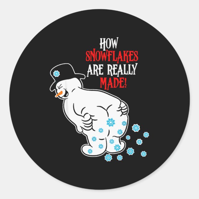 Funny Snowman How Snowflake Are Really Made Christ Classic Round Sticker (Front)