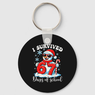 Funny Snowman I Survived 67 Days Of School Holiday Key Ring