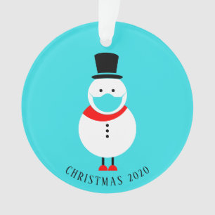 Funny Snowman in Face Mask Christmas Personalized Ornament