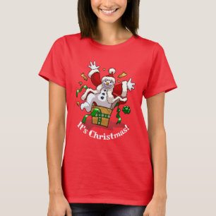 Funny Snowman It's Christmas! Big Surprise Cartoon T-Shirt