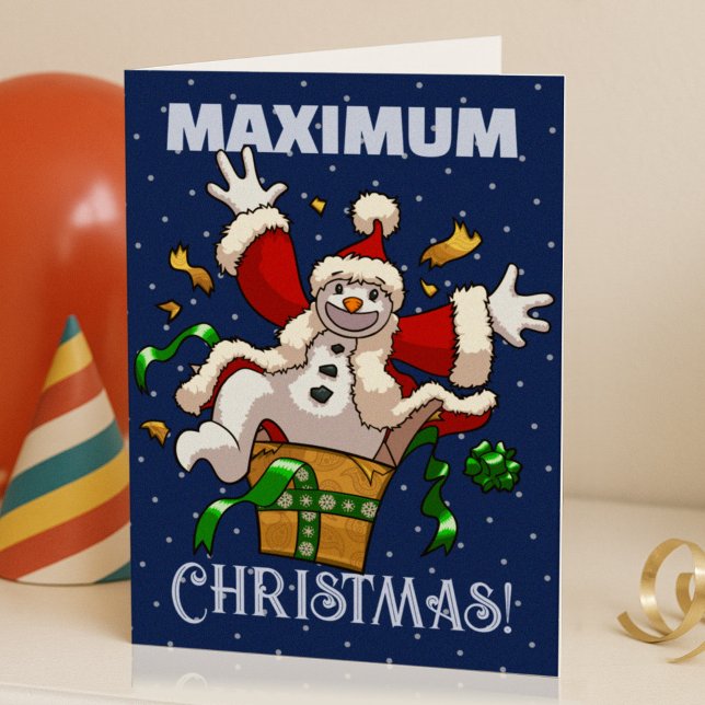Funny Snowman Maximum Christmas Surprise Cartoon Holiday Card (Creator Uploaded)