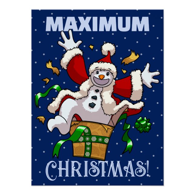 Funny Snowman Maximum Christmas Surprise Cartoon Poster (Front)
