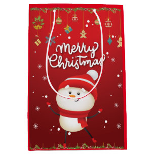 Funny Snowman Merry Christmas Medium Gift Bag