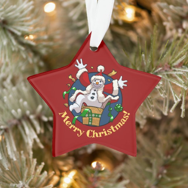 Funny Snowman Merry Christmas Surprise Cartoon Ornament (Tree)