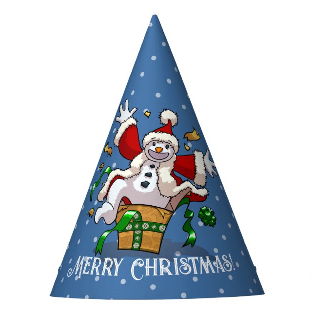 Funny Snowman Merry Christmas Surprise Cartoon Party Hat (Front)