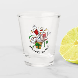 Funny Snowman Merry Christmas Surprise Cartoon Shot Glass