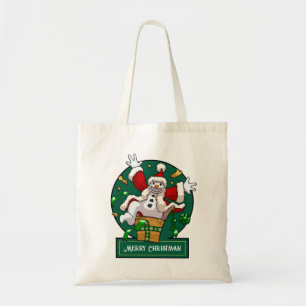 Funny Snowman Merry Christmas Surprise Cartoon Tote Bag