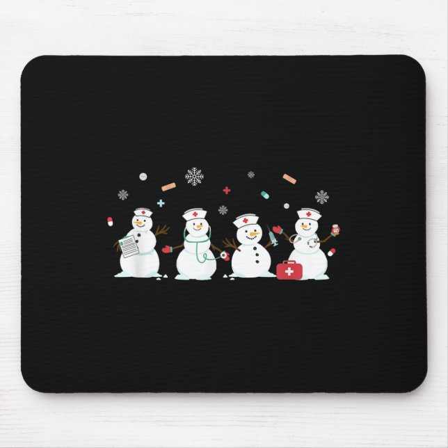 Funny Snowman Nurse Christmas Healthcare Holiday N Mouse Pad (Front)