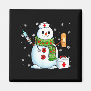 Funny Snowman Nurse Pjs Pajamas Christmas Xmas Wom Magnet