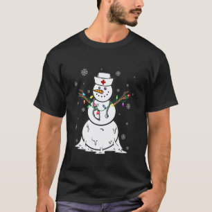 Funny Snowman Nurse Scrub Christmas Pyjamas Xmas L T-Shirt