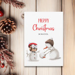 Funny Snowman Owl Merry Christmas Holiday Card<br><div class="desc">Funny Christmas card with an illustration of a snowman and an owl. Illustrated and designed by Patricia Alvarez. Illustrated and designed by Patricia Alvarez.</div>