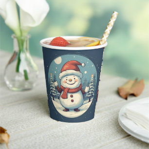 Funny snowman  paper cups
