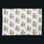 Funny Snowman Penguin Gold Glitter Merry Christmas Tea Towel<br><div class="desc">Unique watercolour cute & funny Snowman and Pinguin,  Rudolph reindeer and Snowman,  faux gold glitter ornamental hand lettered "Merry Christmas",  "The" calligraphy. Use Personalise tool to add your info,  change message. More ideas in my Unique Christmas Collection.</div>