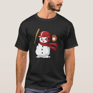 Funny snowman playing baseball T-Shirt
