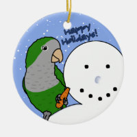 Funny Snowman Quaker Parakeet Ornament