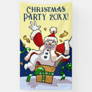 Funny Snowman Santa Christmas Party Add The Year  Banner