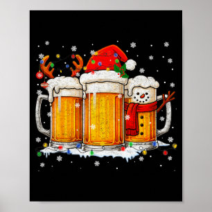 Funny Snowman Santa Hat Drink Christmas Xmas Men  Poster
