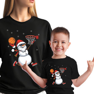 Funny Snowman Santa: Slam Dunk Holidays AI Art T-Shirt