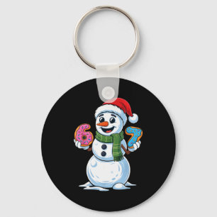 Funny Snowman Six Seven 67 Ice Cream Christmas Boy Key Ring