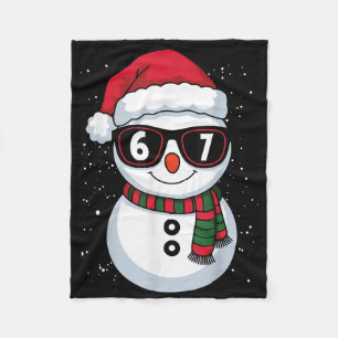Funny Snowman Six Seven Christmas 67 Meme Gen Alph Fleece Blanket