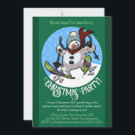 Funny Snowman Skiing Christmas Party Year Cartoon Invitation<br><div class="desc">A cute snowman skier on party invitations for Christmas. Use "Personalise this template" to change the text to suit your event. Get the (snow) ball rolling for this year's Christmas party, with these invitations; featuring an over excited snowman with a carrot nose, dashing downhill through the snow on skis, in...</div>
