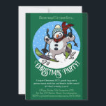 Funny Snowman Skiing Christmas Party Year Cartoon Invitation<br><div class="desc">A cute snowman skier on party invitations for Christmas. Use "Personalise this template" to change the text to suit your event. Get the (snow) ball rolling for this year's Christmas party, with these invitations; featuring an over excited snowman with a carrot nose, dashing downhill through the snow on skis, in...</div>
