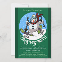 Funny Snowman Skiing Christmas Party Year Cartoon