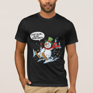 Funny Snowman Testing Gravity – Winter Ski Joke T-Shirt