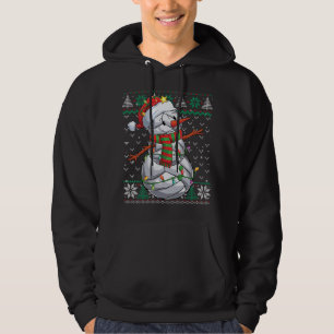 Funny Snowman Volleyball Christmas Ball Ugly Sweat Hoodie