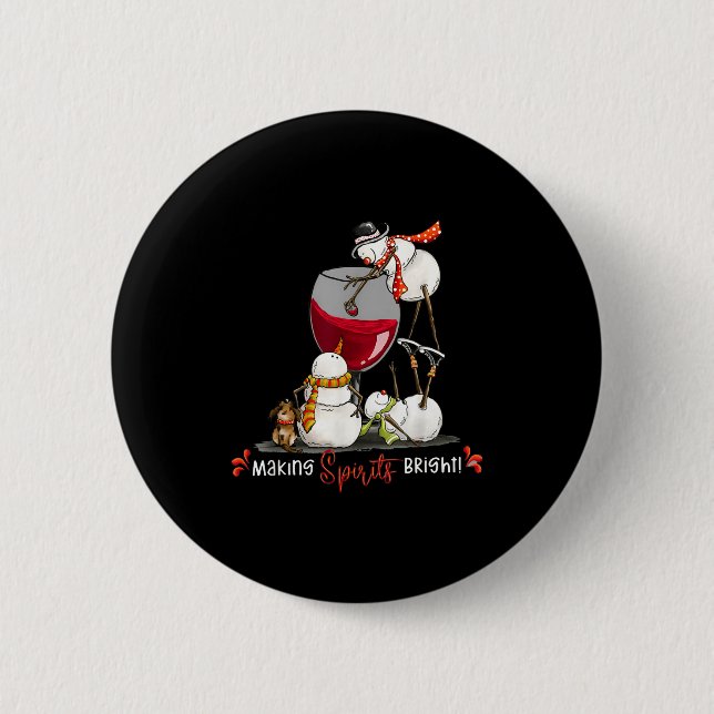 Funny Snowman Wine Christmas Holiday  6 Cm Round Badge (Front)
