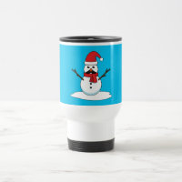 Funny Snowman with Moustache and Carrot