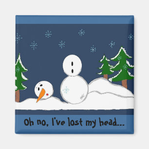 Funny Snowman with Saying Magnet