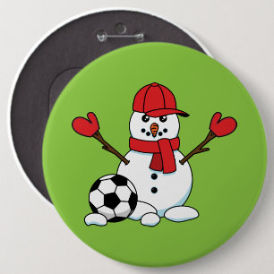 Funny Snowman with Soccer Ball 6 Cm Round Badge