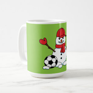 Funny Snowman with Soccer Ball Coffee Mug