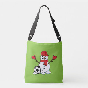 Funny Snowman with Soccer Ball Crossbody Bag