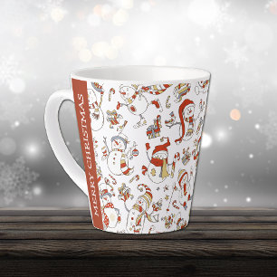 Funny Snowmen Christmas New Year Pattern Latte Mug