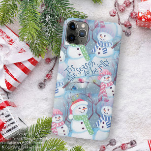Funny Snowmen Christmas Tree String Lights Pattern Case-Mate iPhone Case
