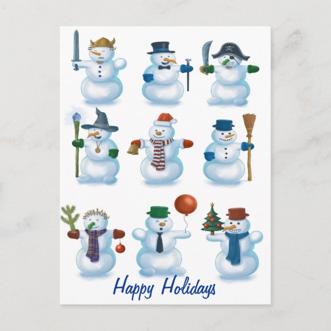 funny snowmen holiday postcard (Front)