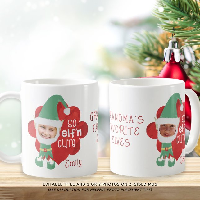 Funny SO ELF'n CUTE Elf Photo Masks Personalised Coffee Mug (Creator Uploaded)