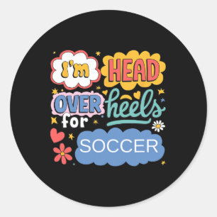 Funny Soccer Aesthetic Lover Retro Pop Art For Pla Classic Round Sticker