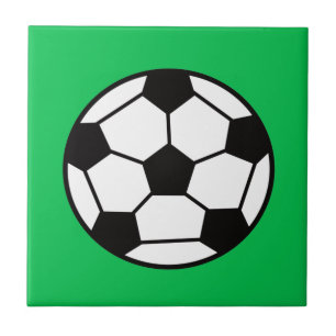 Funny Soccer Ball On Green Background Tile